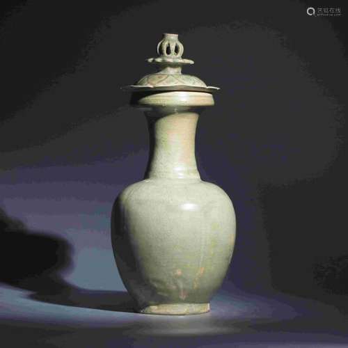 LONGQUAN KILN FLOWER CARVED TOWER VASE