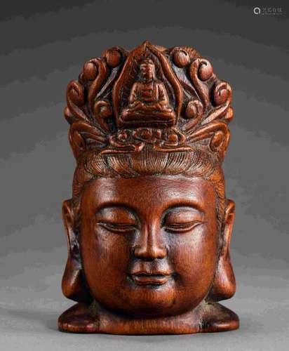 QING DYNASTY AGILAWOOD BUDDHA HEAD