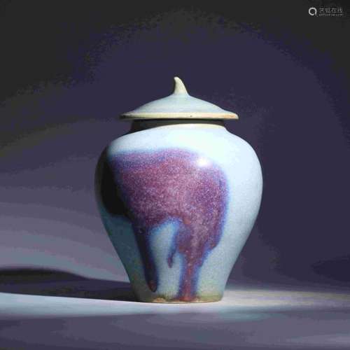 JUN KILN PURPLE SPOT JAR WITH COVER