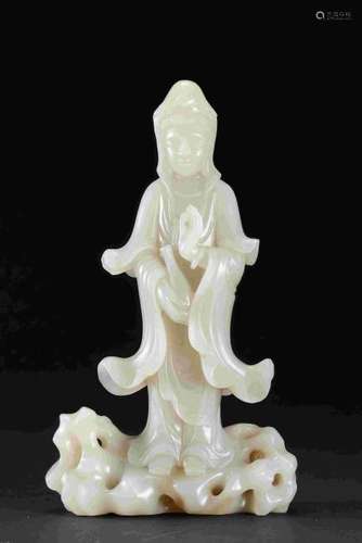 QING DYNASTY HETIAN JADE KWAN YIN