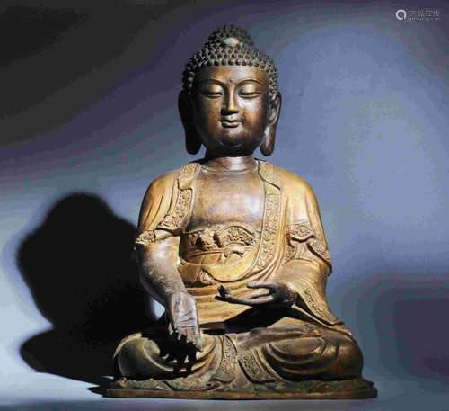 BRONZE GUILDING SHAKYAMUNI STATUTE