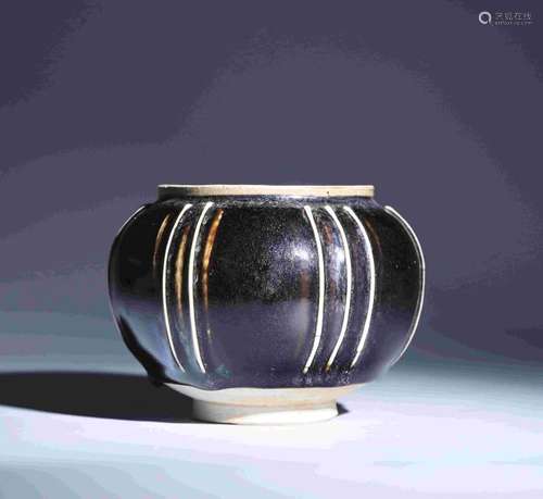 CIZHOU KILN BLACK GLAZED STRIPS JAR