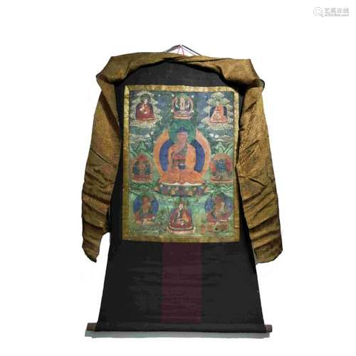 18BC TIBET THANGKA GOLD DRAWING MASTER