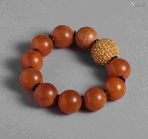 LIAO DYNASTY BEESWAX PURE GOLD BEAD HANDHELD