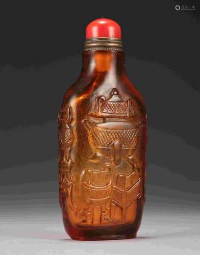 QING DYNASTY COLORED GLAZED SNUFF BOTTLE