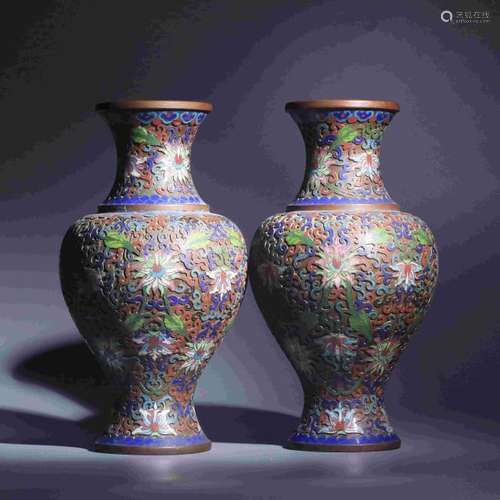 PAIR OF BRONZE GLAZED ENAMEL VASE