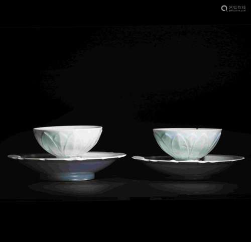 HUTIAN KILN FLOWR MOUTH CUP AND SAUCER SET