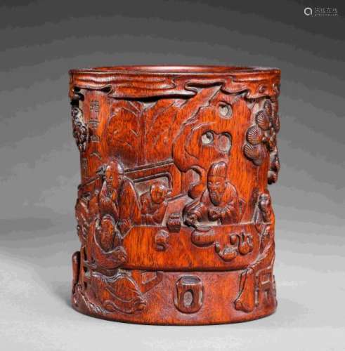 QING DYNASTY AGILAWOOD PEN CONTAINER