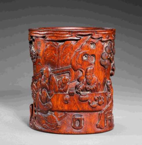 QING DYNASTY AGILAWOOD PEN CONTAINER