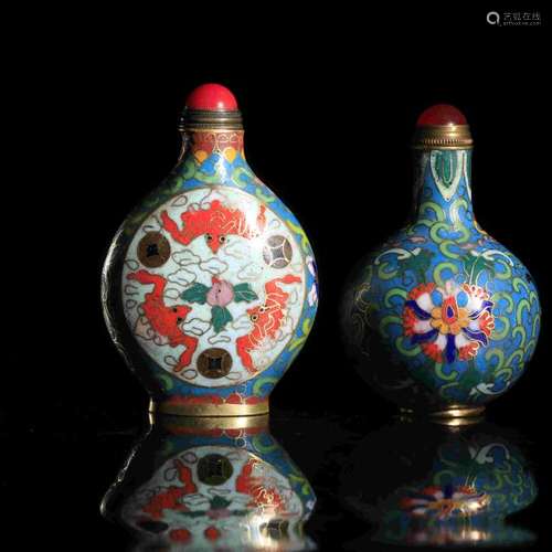 PAIR OF JINGTAILAN ENAMEL SNUFF BOTTLE