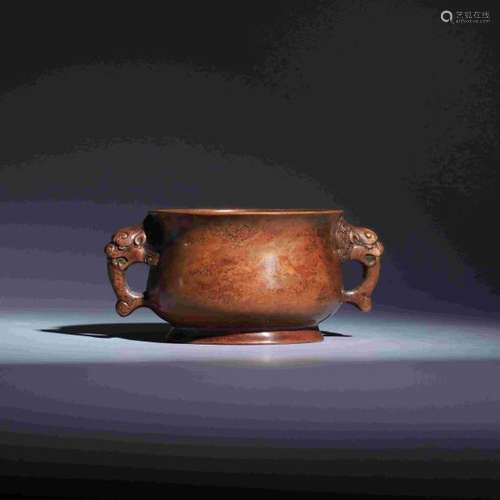 XUANDE MARK RED COPPER LION EAR CENSER