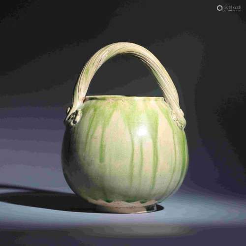 GONGXIAN KILN GREEN GLAZED LOOP HANDLE TEAPOT