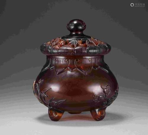 QING DYNASTY COLORED GLAZED CENSER