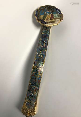 A GILT BRONZE CLOISONNED ENAMELED RUYI