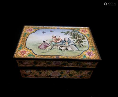 CLOISONNE ENAMEL BRONZE BOX WITH MARK