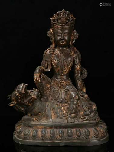 GILT BRONZE FIGURE OF MANJUSRI