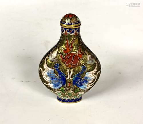 ENAMAL CLOISONNE BRONZE SNUFF BOTTLE WITH MARK