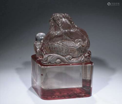 A CRYSTAL CARVED SEAL