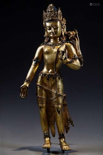 A GILT BRONZE FIGURE OF PADMAPANI