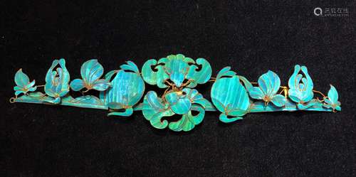 CHINESE KINGFISHER FEATHER HAIR ORNAMENT