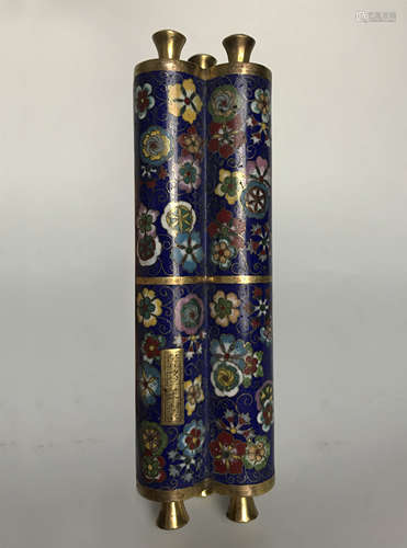 CLOISONNE ENAMEL HAND-SCROLL CONTAINER