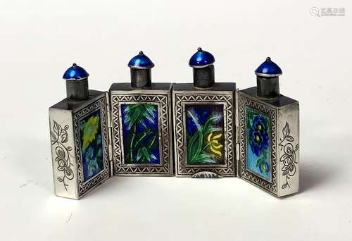 SMAL ENAMAE CLOISONNE SILVER BOTTLES