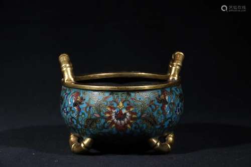 A ENAMEL CLOISONNE CENSER, QIANLONG MARK