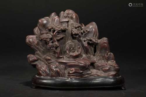 A CHENXIANG WOOD CARVED 'MOUNTAIN' ORNAMENT