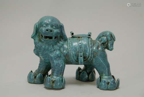 A  QING DYNASTY ROBIN-EGG GLAZED LION