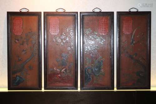 FOUR HARDWOOD INSCRIBED PLAQUES