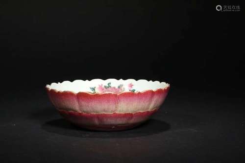 A FAMILLE ROSE 'SHOU' BOWL, DAOGUANG MARK