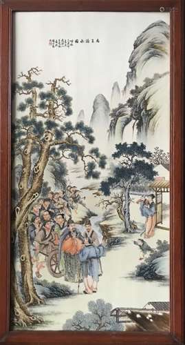 A FAMILLE ROSE PLAQUE, WANG XIAOFAN