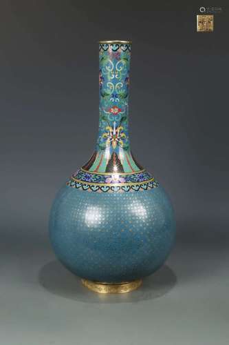 A ENAMEL CLOISONNE BOTTLE VASE, QIANLONG MARK