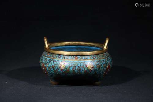 A ENAMEL CLOISONNE TRIPOD CENSER