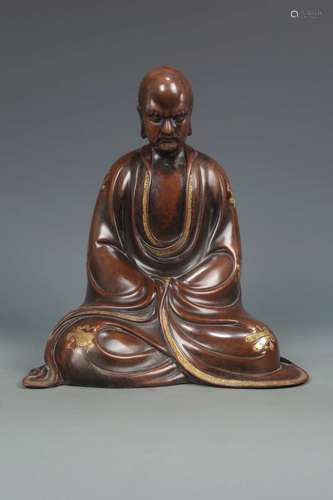 A BRONZE FIGURE OF LUOHAN