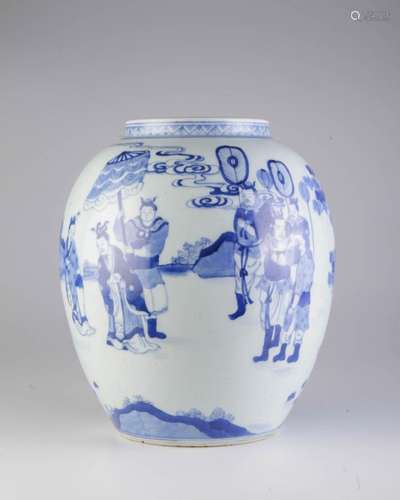 A BLUE AND WHITE JAR, KANGXI MARK