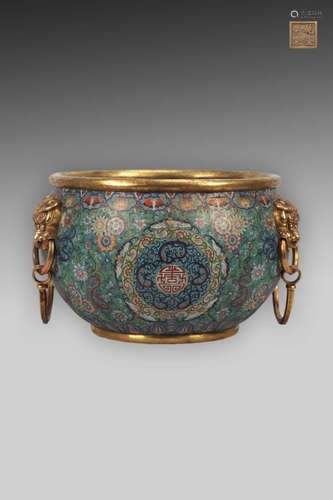 A LARGE ENAMEL CLOISONNE JAR, QIANLONG MARK