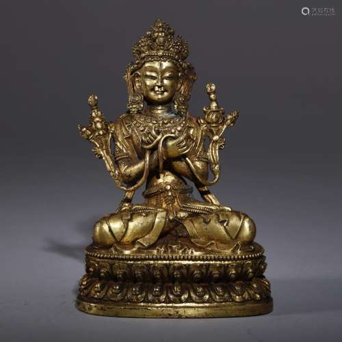 A GILT BRONZE VAJRADHARA STATUE