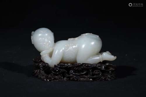 A HETIAN JADE CHILD-FROM ORNAMENT