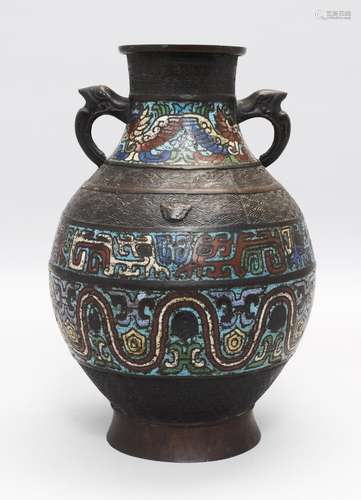 A 19TH C. ENAMEL CLOISONNE VASE