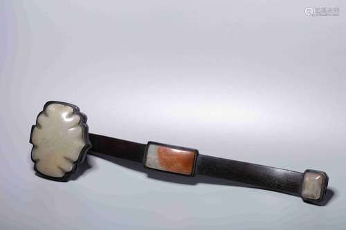 A HARDWOOD INLAID GEM SCEPTER