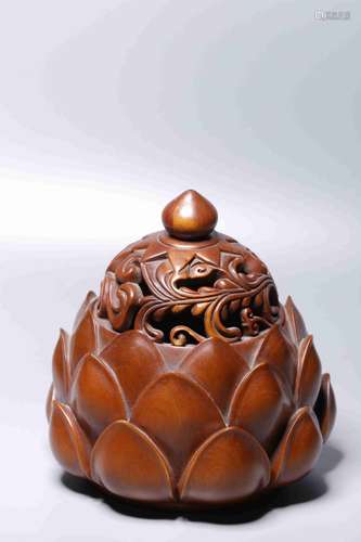 A BAMBOO CARVED INCENSE BURNER