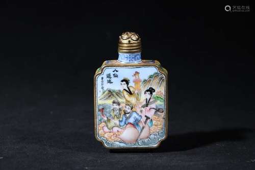 A ENAMEL PAINTED SNUFF BOTTLE , QIANLONG  MARK