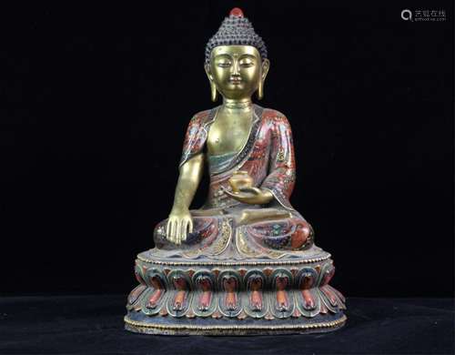 A ENAMEL CLOSIONNE FIGURE OF BUDDHA