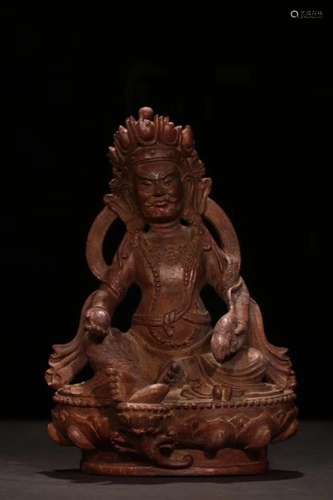 A BAMBOO CARVED FIGURE OF FURTUNE GOD