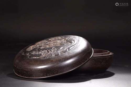 A ZITAN CARVED BOX AND COVER