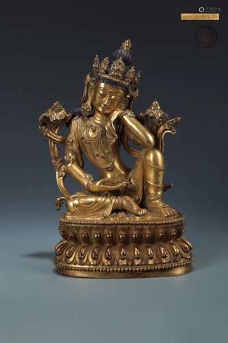 A GILT-BRONZE FIGURE OF TARA