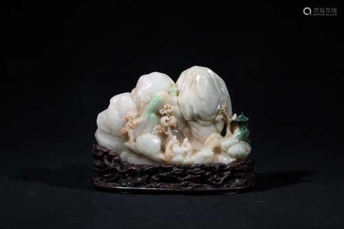 A JADE CARVED `MOUNTAIN` ORNAMENT