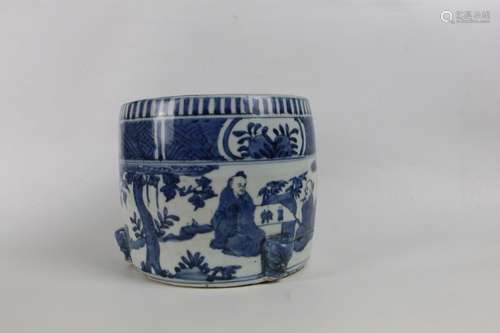 A BLUE AND WHITE JAR