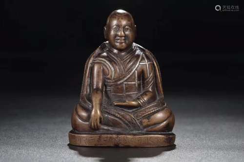 A SILVER-BRONZE FIGUR EOF GURU